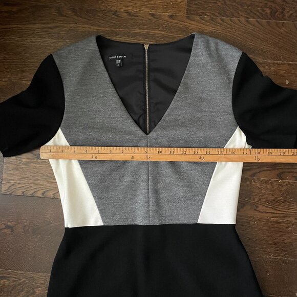 Judith and Charles wool blend Gray/Black/Cream dress-Size 10 - Picture 7 of 12